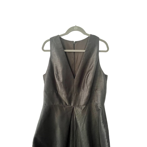 Deep Vneck raw silk black gown pockets size 18 plus size elegance - Picture 8 of 12